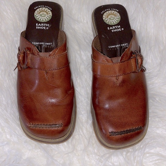 Earth Shoe leather Gelron Mules Sz 7 - Picture 1 of 5